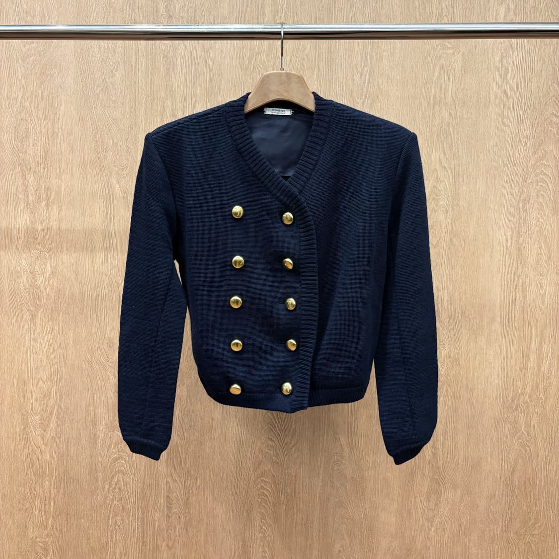 입생로랑 울 니트 가디건 자켓 시그니처 더블 골드 버튼 디테일 딥 네이비 상품이미지2