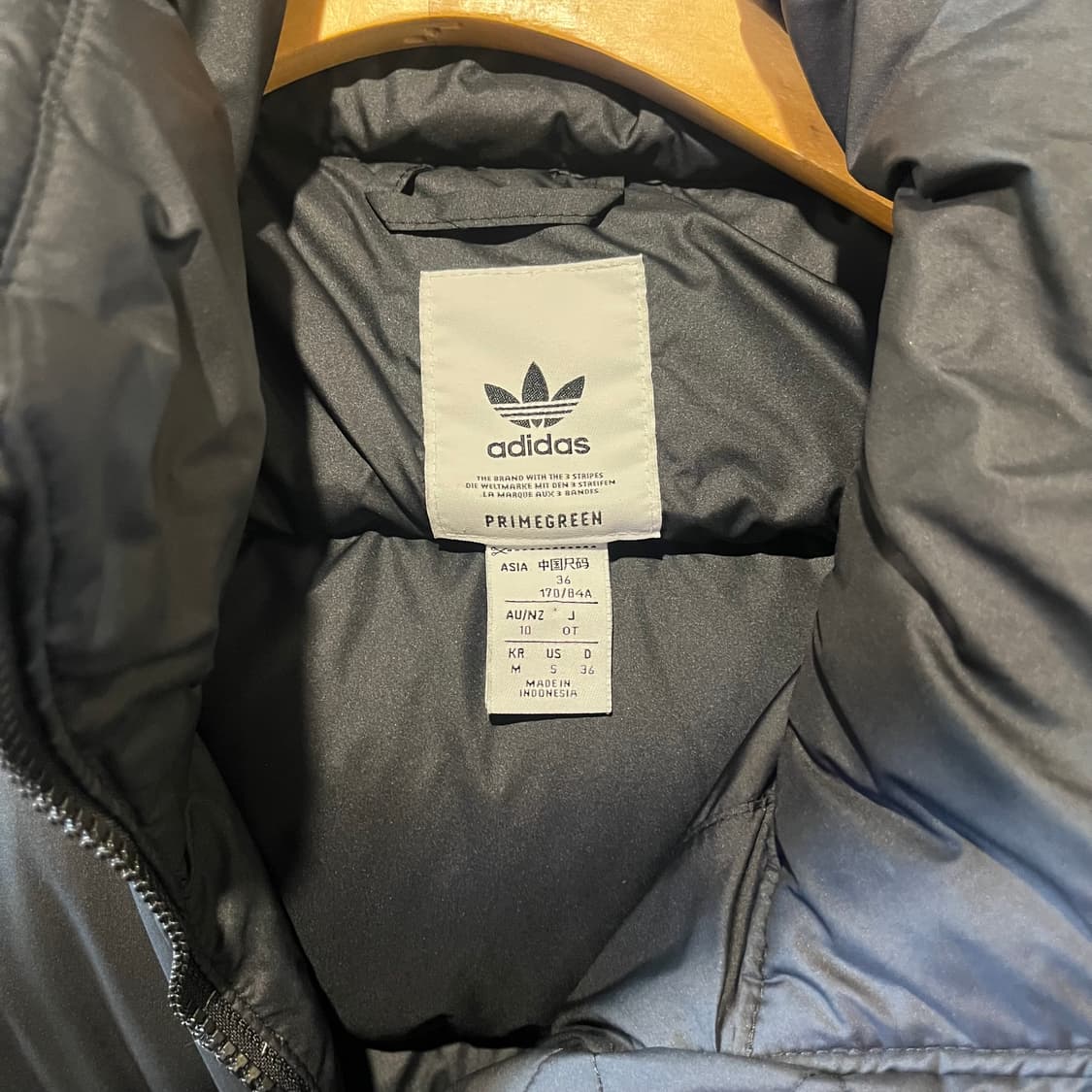 아디다스 블록다운 흰검 삼선 패딩 상품이미지5