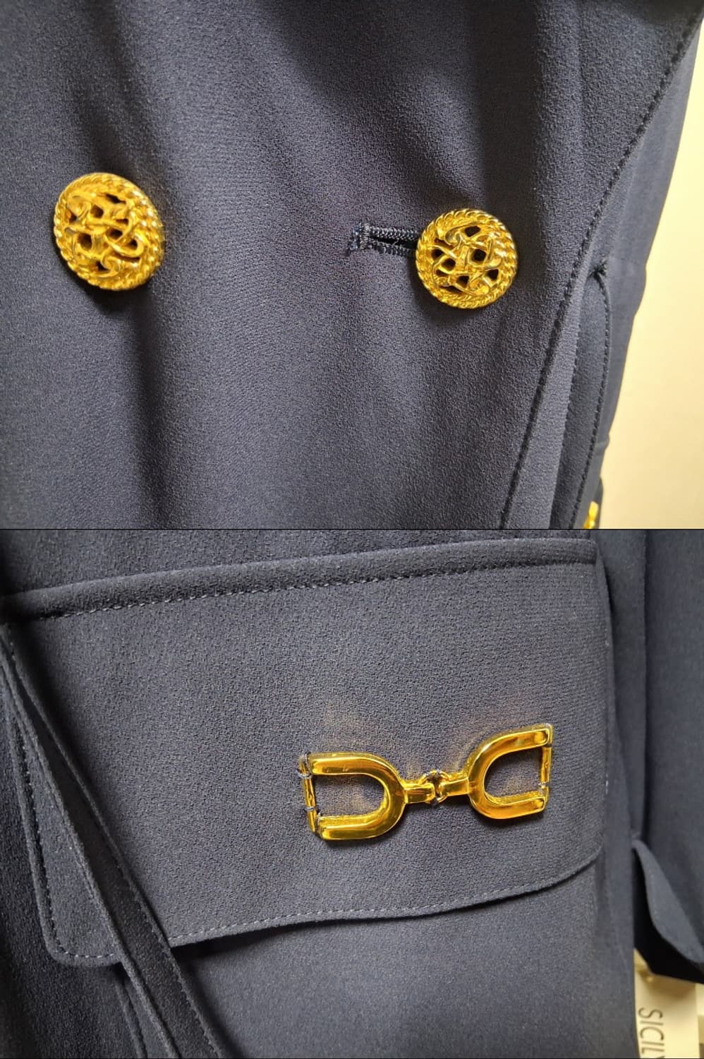 일본빈티지 SICILY 고급버전 100% 순모 춘추 금장더블버턴 사파리 상품이미지6