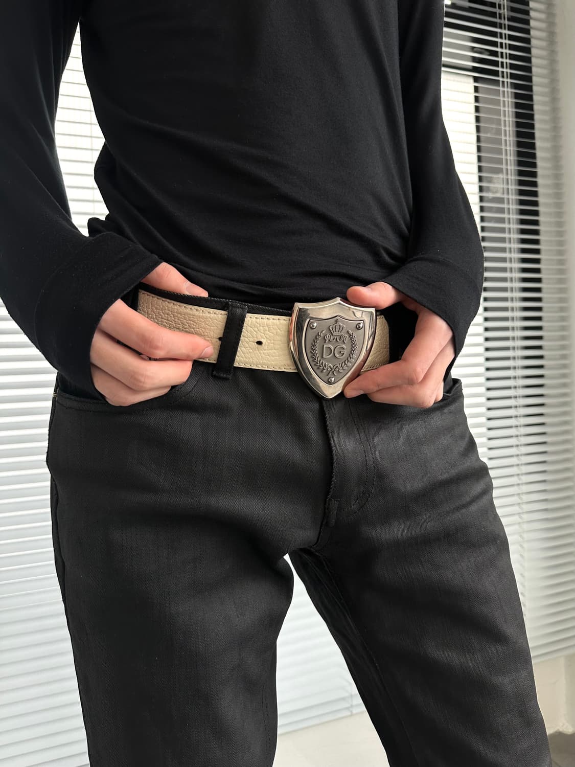 돌체앤가바나 실드 버클 레더 벨트 상품이미지2