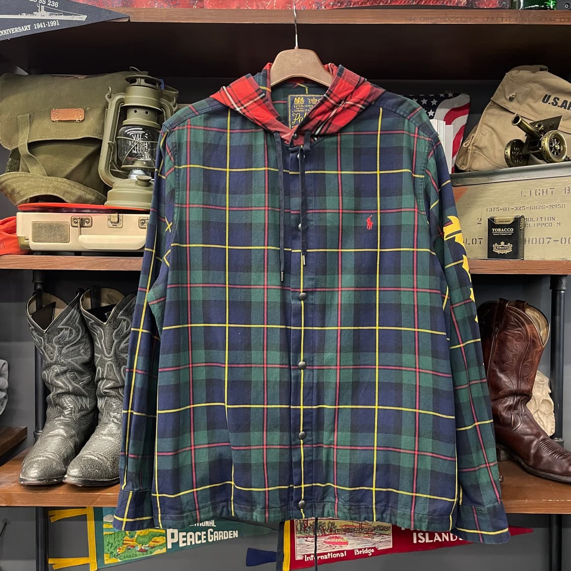 폴로 랄프로렌 세인트 앤드류 트윌 타탄 체크 후드 셔츠 자켓 N106 상품이미지1