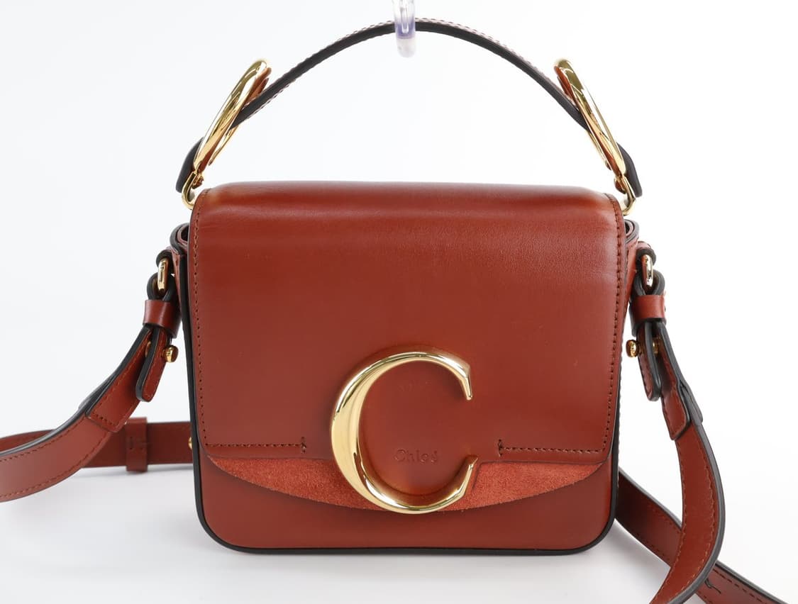 끌로에 C 스몰 레더 백 토트백 숄더백 크로스백 브라운 상품이미지2