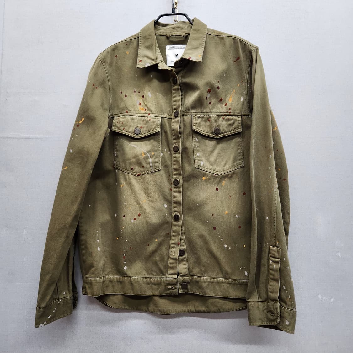 자라 ZARA 페인트 디테일 카키 데님 자켓 M(M) 상품이미지1