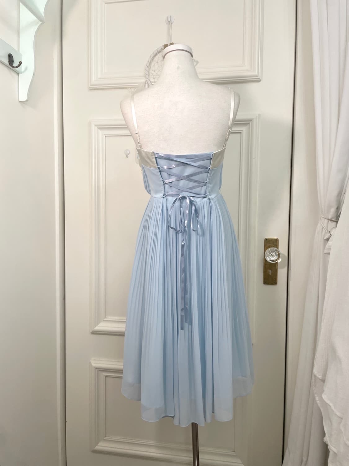 sky blue pleats satin point opc(size-7) 상품이미지3