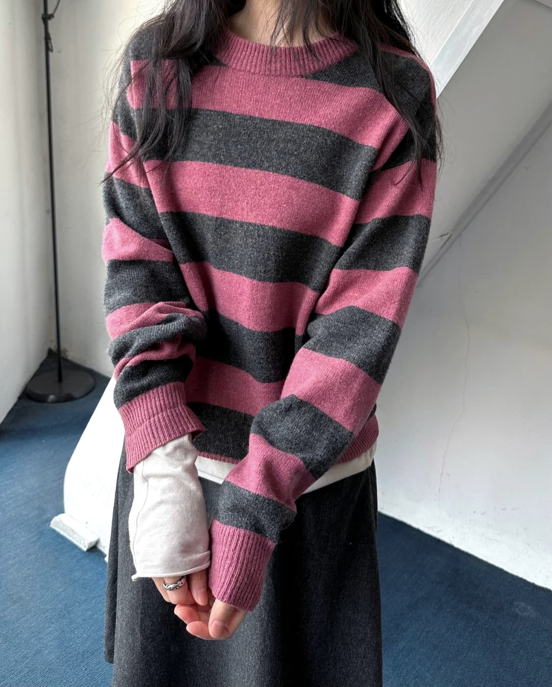 Middle gauge border knit TOP 상품이미지6