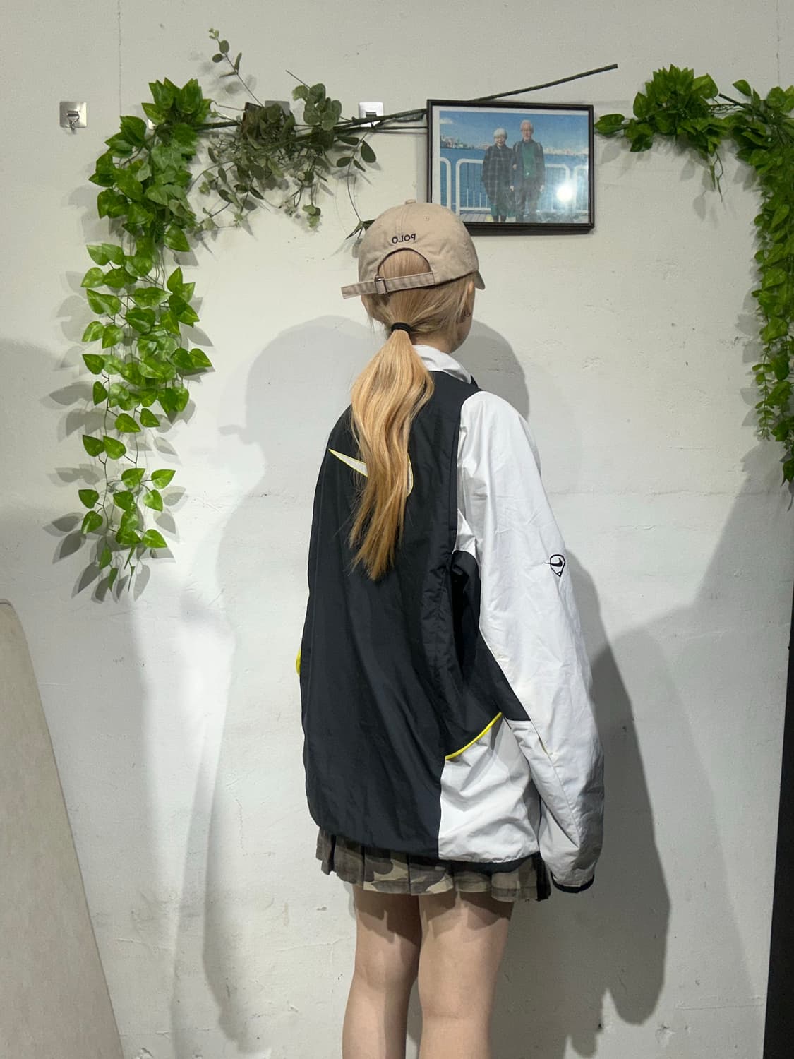 나이키 블랙 화이트 빅 로고 오버핏 바람막이 자켓 L 상품이미지3