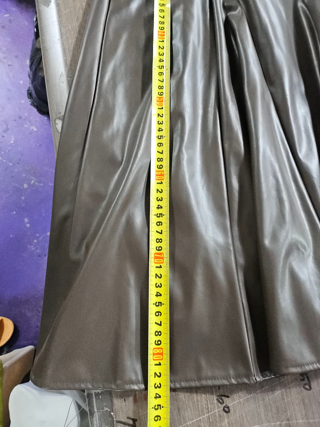 브라운 레더 A라인 롱 스커트  M 상품이미지8