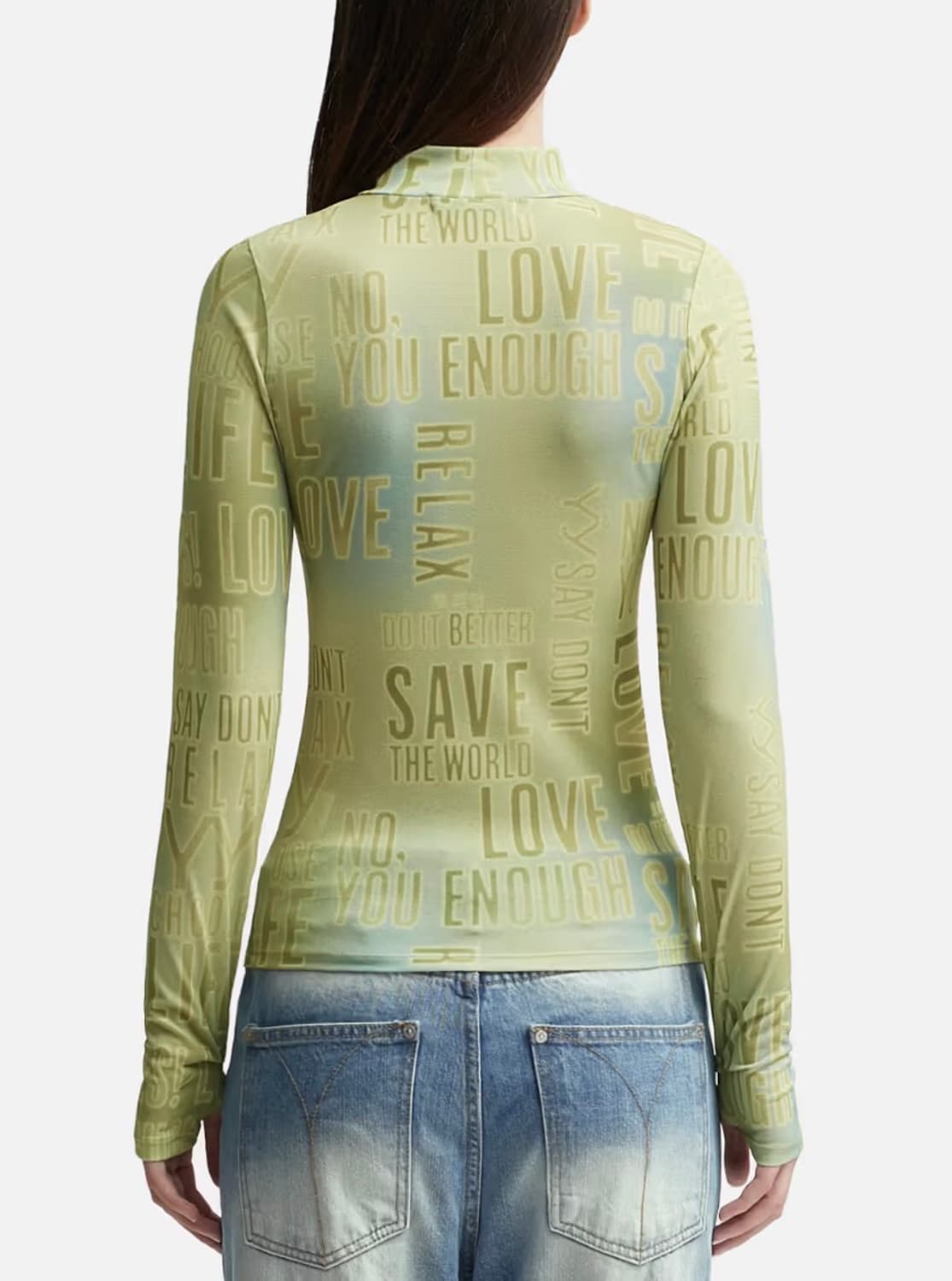 Open yy 슬로건 그래픽 탑 롱슬리브 상품이미지2