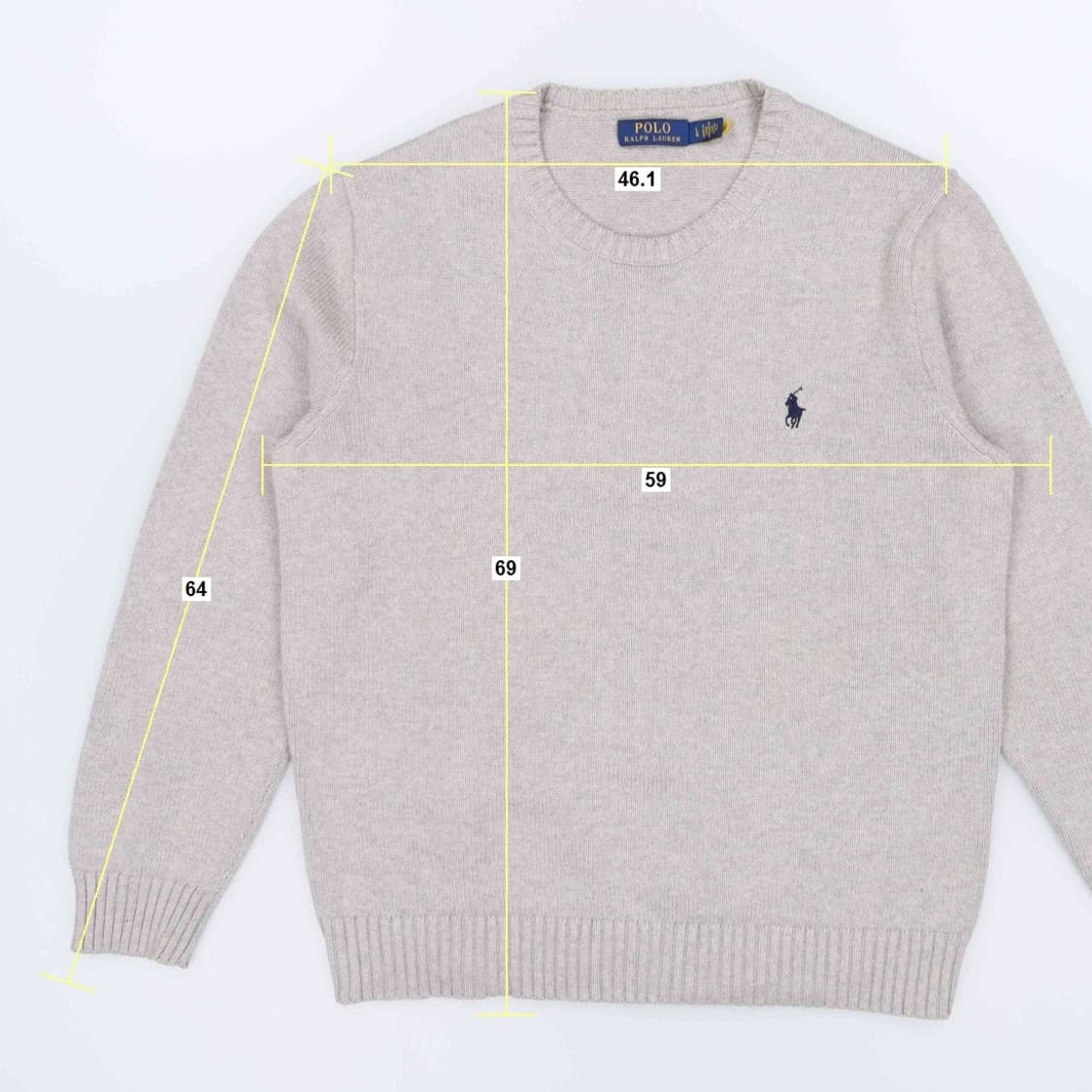 [L] 신형 폴로 QR택 롱슬리브 풀오버 스웨터 니트 회색 3859 상품이미지10