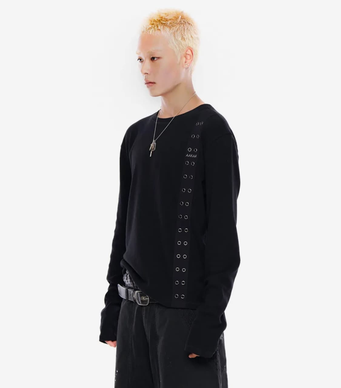 아캄 사이드 아일렛 롱슬리브 블랙 2 사이즈 상품이미지2