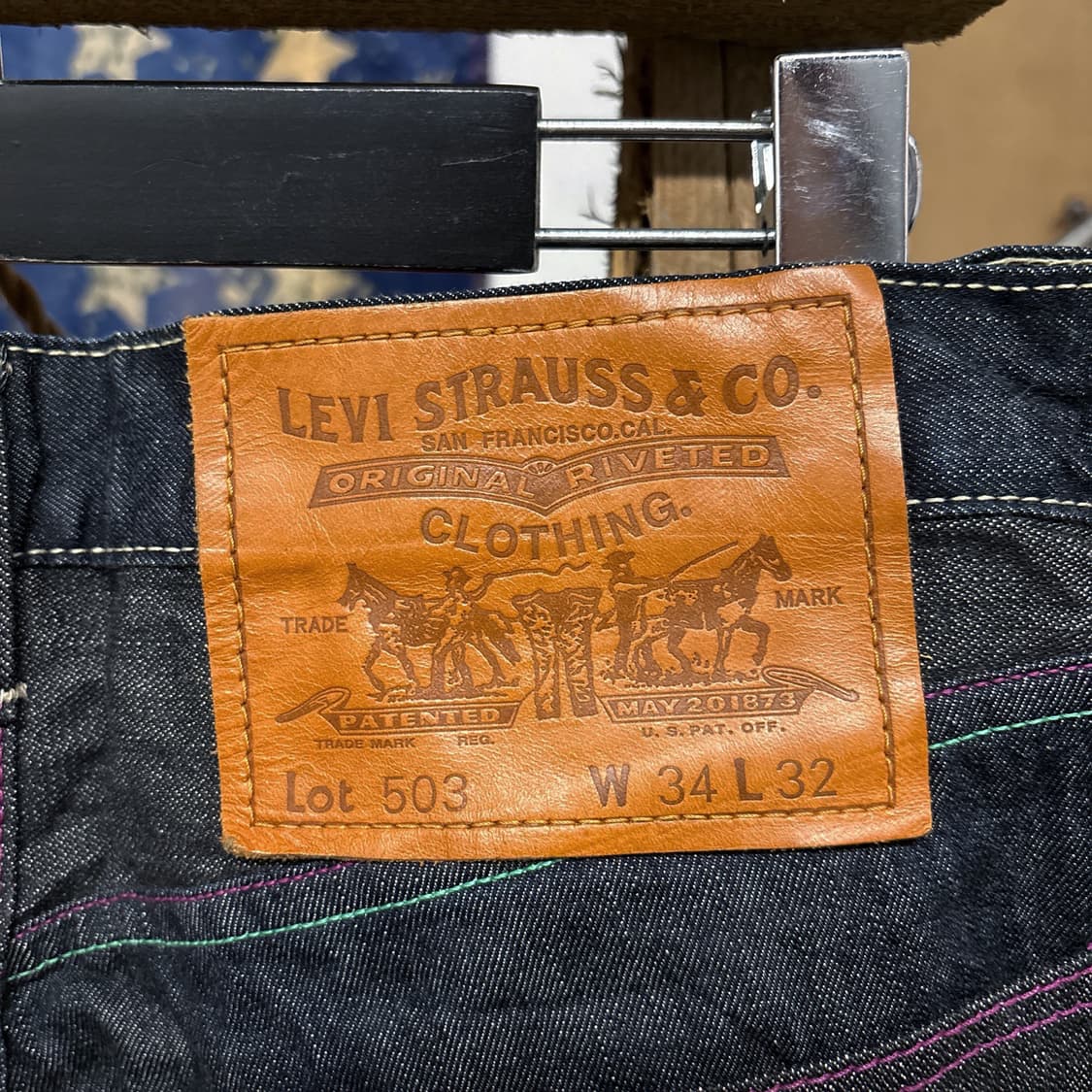 00s 리바이스X아트모스 503 루즈핏 컬러스티치 생지 데님팬츠 N632 상품이미지7