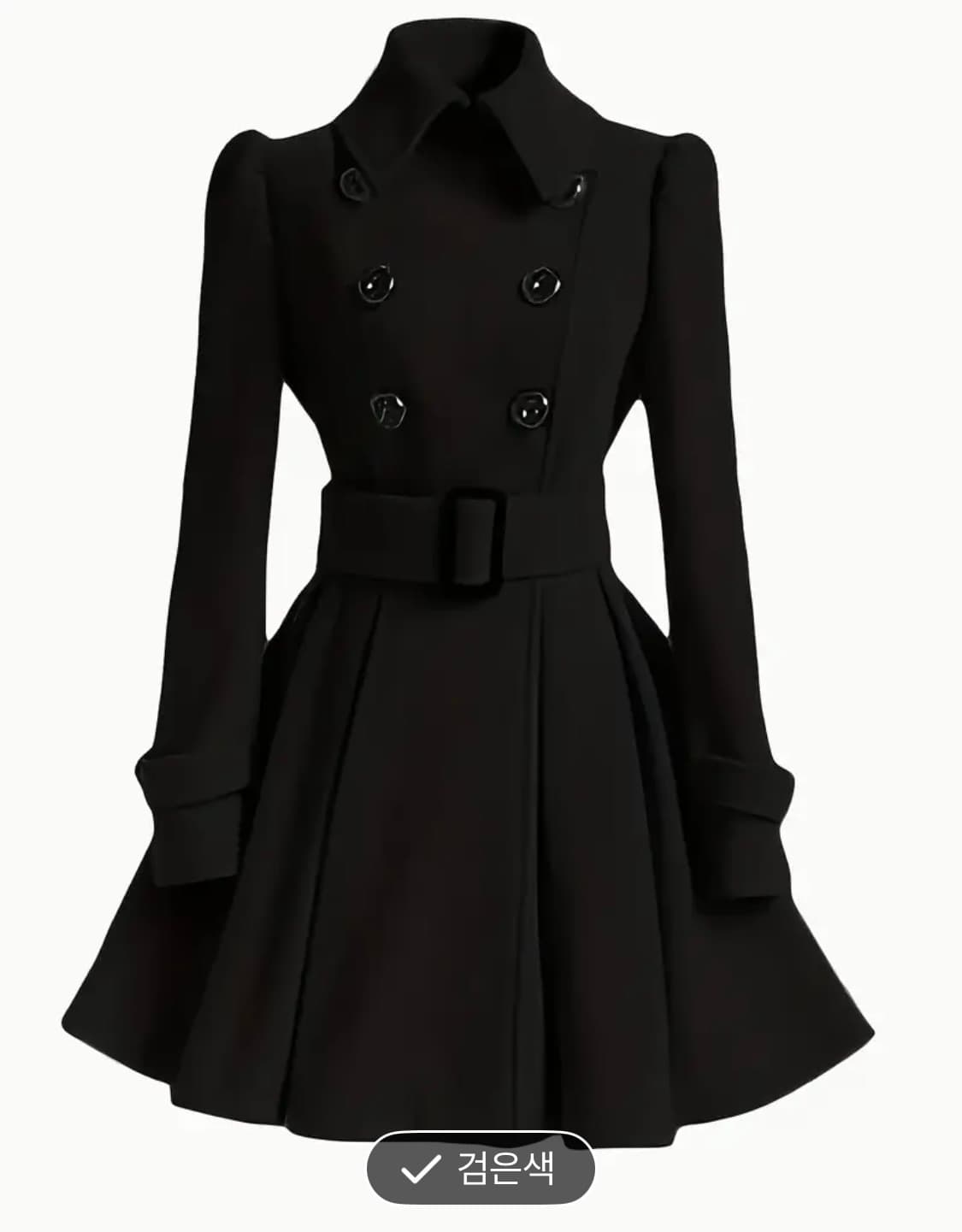 블랙 벨티드 플레어 코트 새상품 상품이미지1