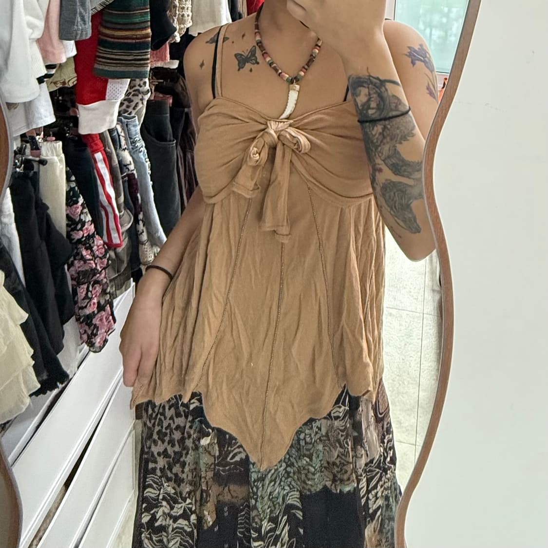 히피 셔링 리본 슬리브리스  상품이미지1