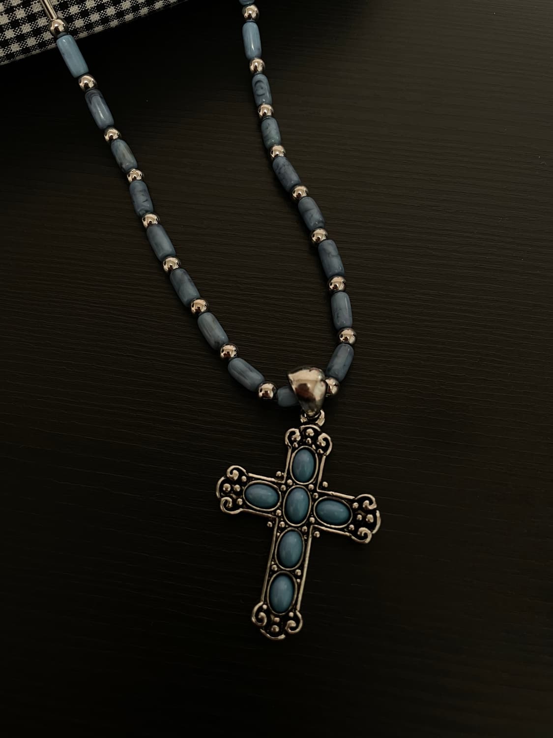 빈티지 오리엔탈 터키석 십자가 목걸이 상품이미지1