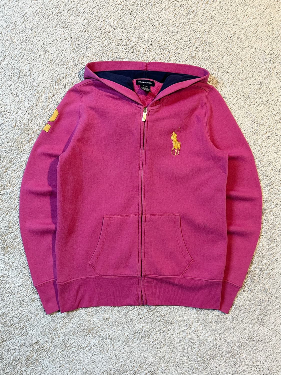 희귀) 폴로 랄프로렌 빅포니 로고 후드집업 핑크 골드 상품이미지1