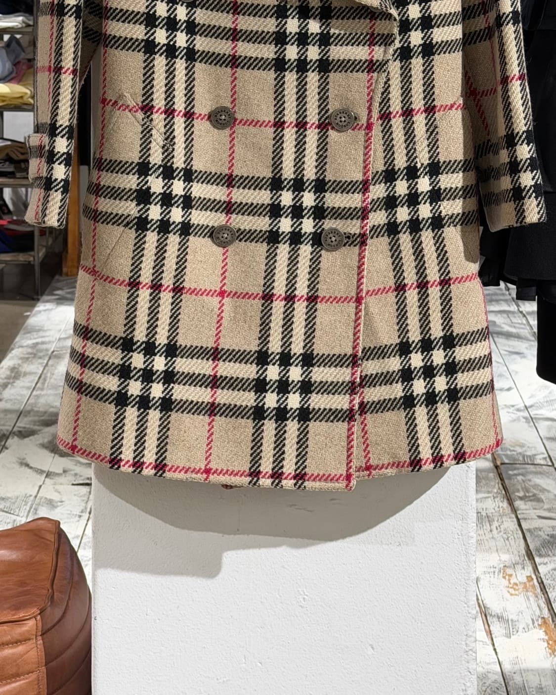 버버리 베이지 노바 체크 울 코트 상품이미지5