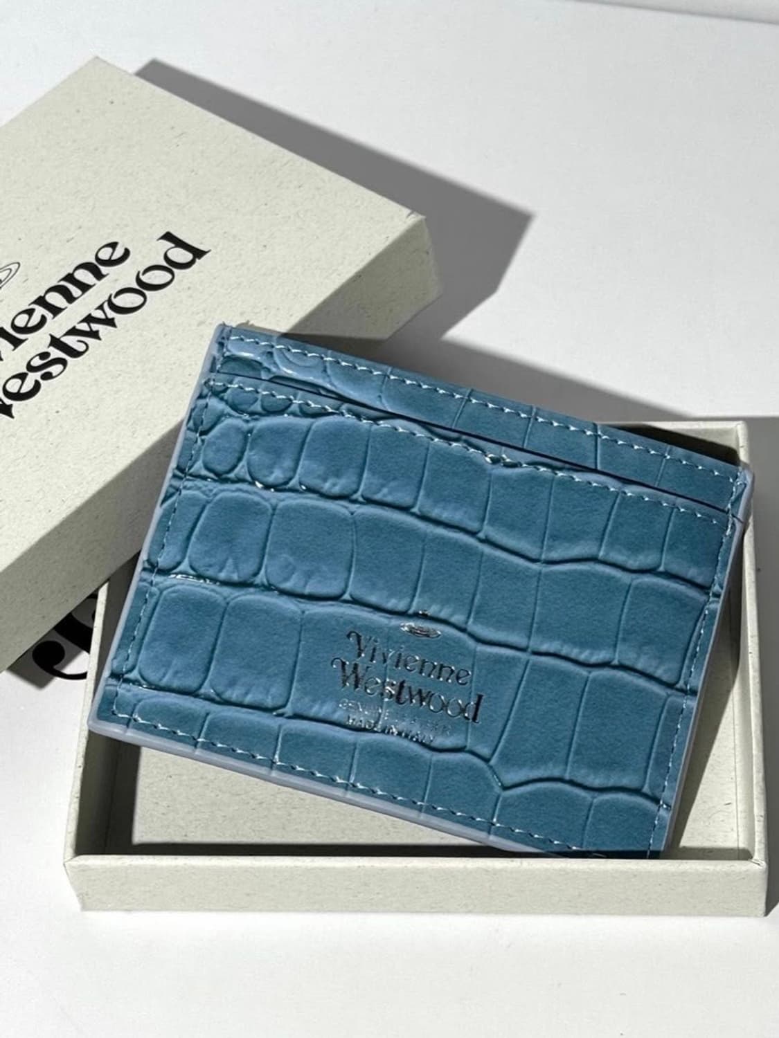 비비안웨스트우드 아카이브 라이트블루 레터 은장 orb 카드포켓 지갑 상품이미지4