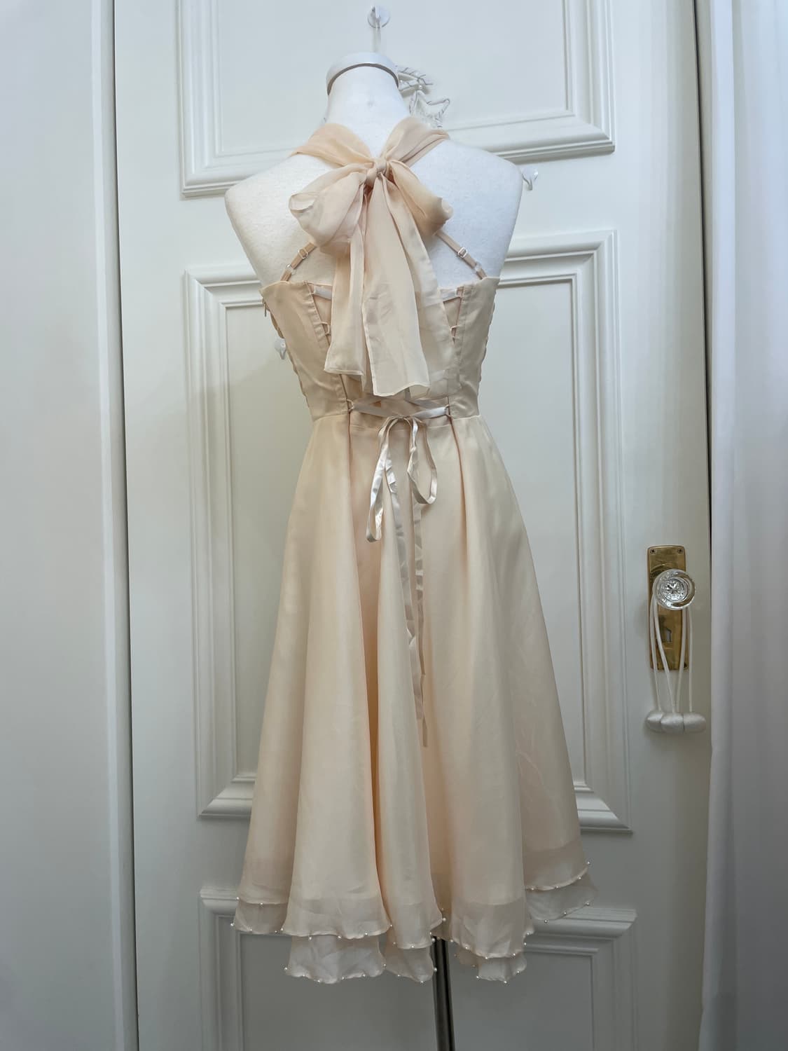 coral ivory draping back lace-up halter 상품이미지3