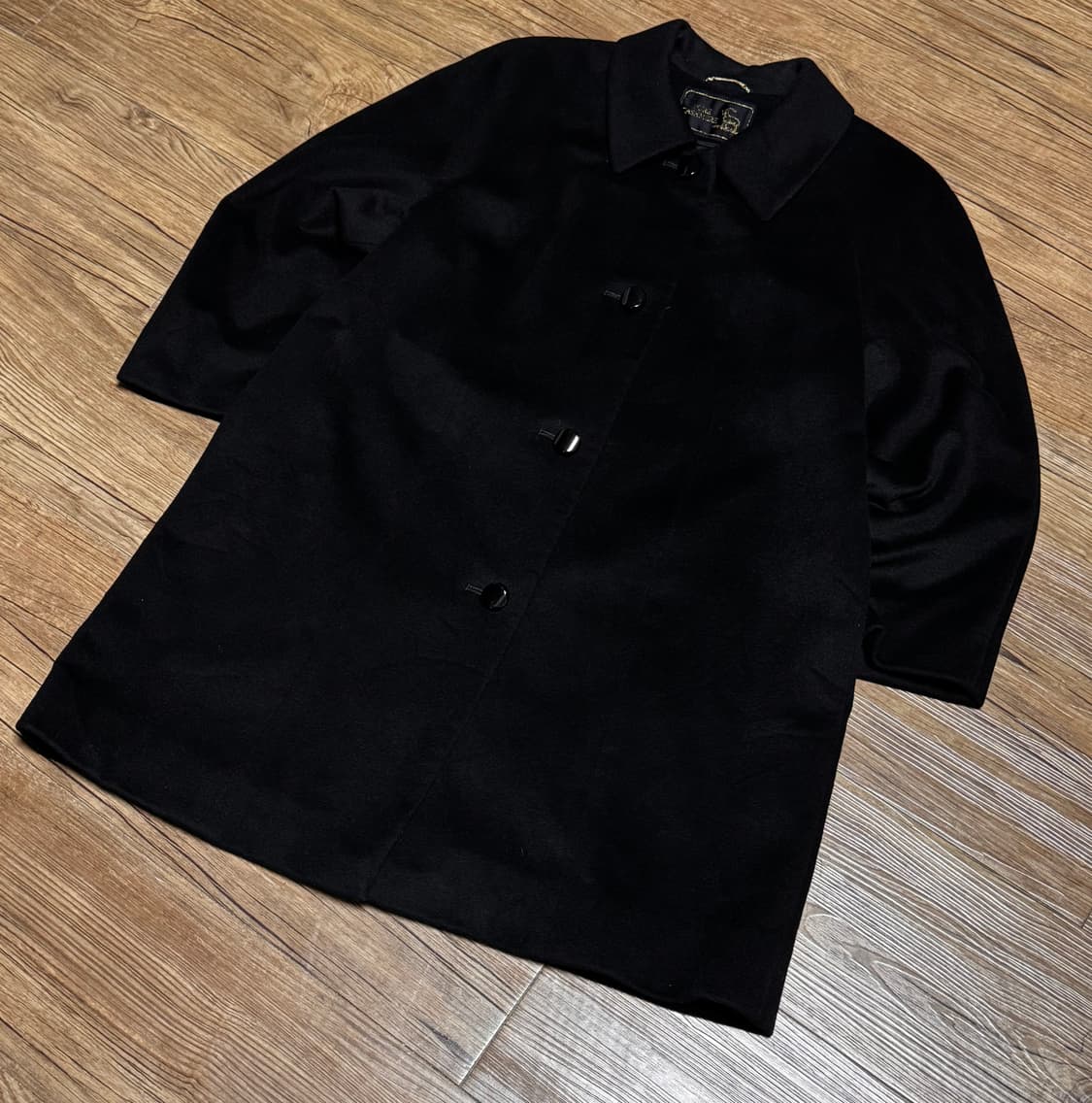 [S] 산요 쇼카이 캐시미어 100% 블랙 하프 코트 상품이미지1