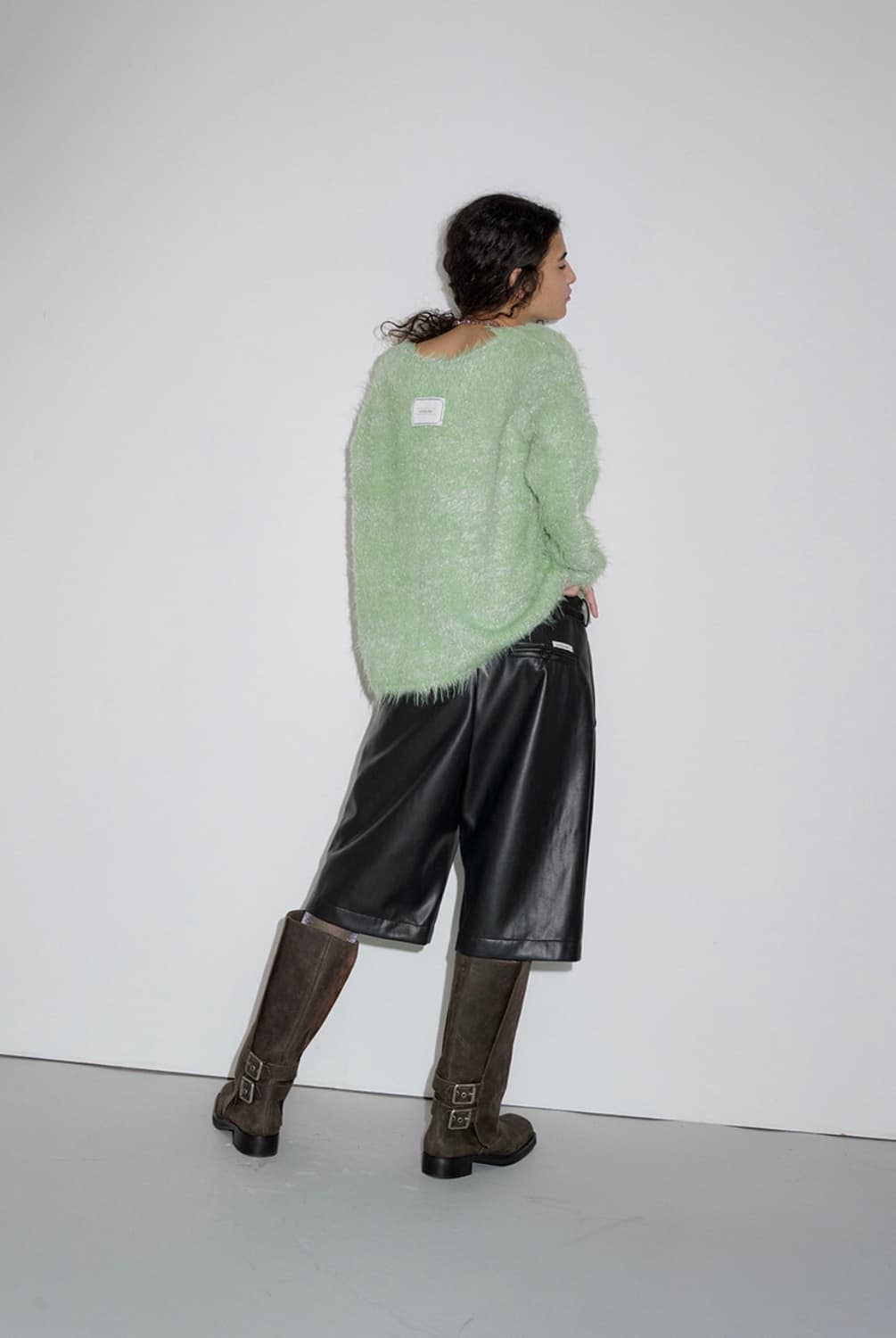 오버듀플레어 헤어리 글리터 니트 라임그린 상품이미지2