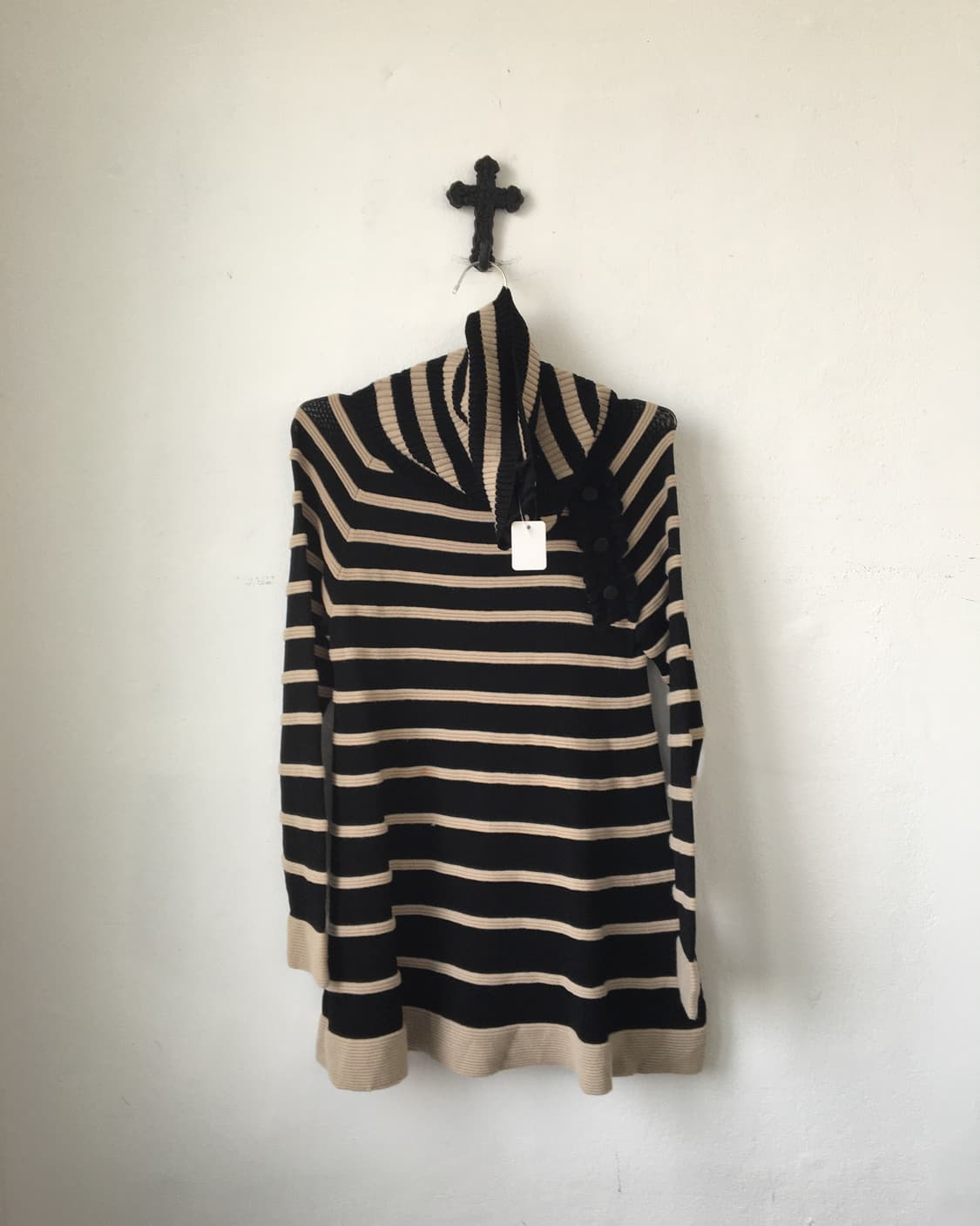 Button point high neck stripe pattern kn 상품이미지2