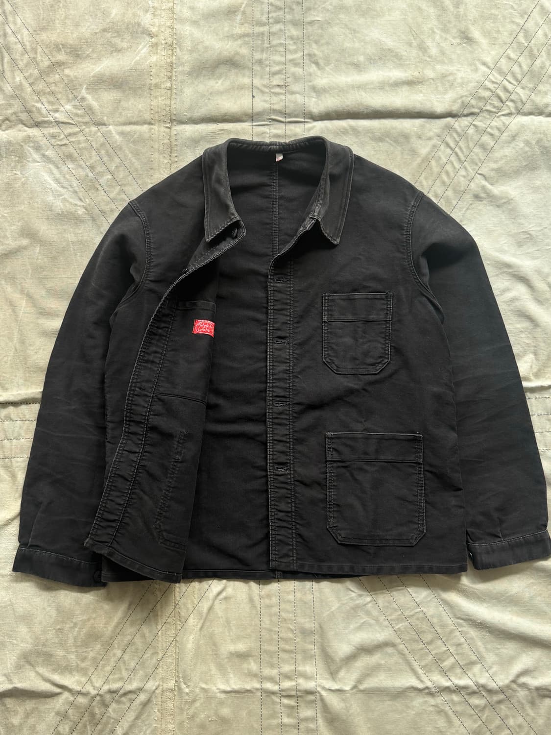 50s French Black Moleskin Work Jacket 상품이미지2