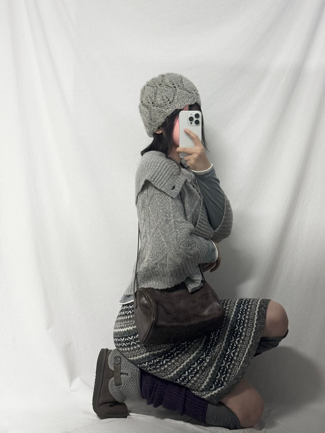 폴딩 넥 버튼 니트 케이프 상품이미지7