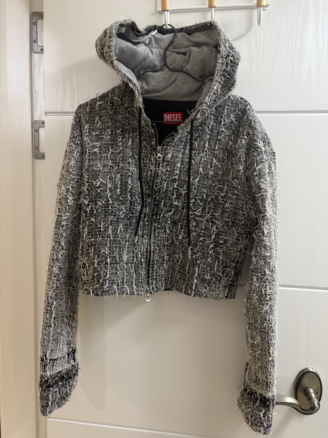 Diesel 디젤 트위드 크롭 후드 집업 상품이미지10