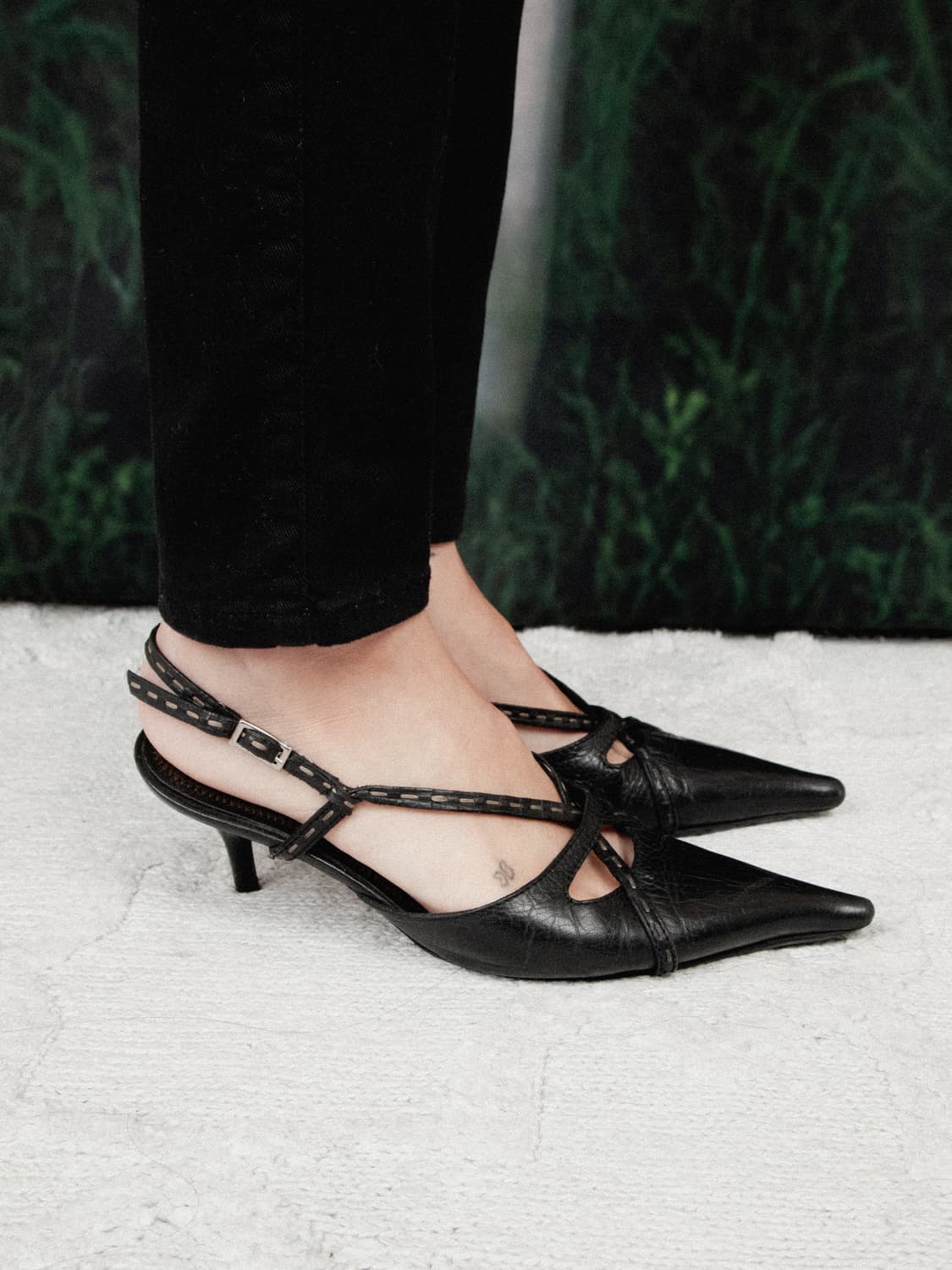 Stiletto Leather Lace Pumps 상품이미지2