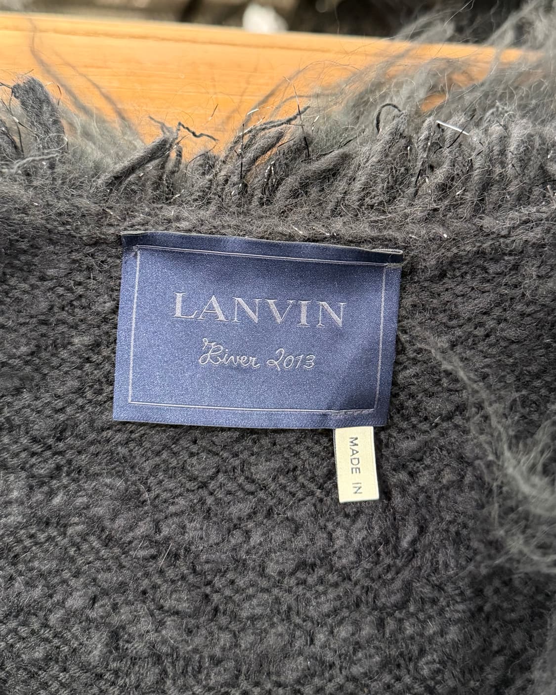 랑방 블랙 울 실크 양털카라 가디건 코트 상품이미지8