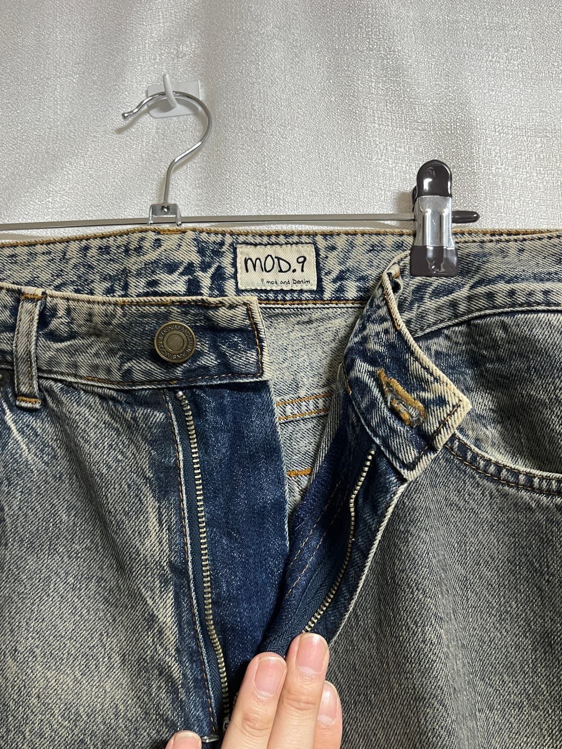 모드나인 더티워싱 세미와이드 데님 팬츠 33 상품이미지4