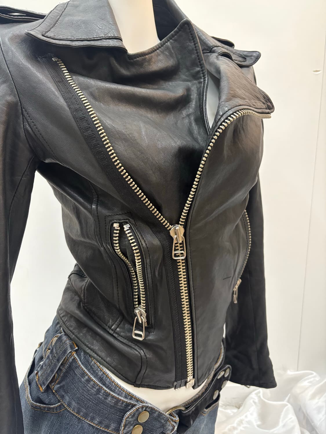 Y2K 램스킨 레더 자켓 상품이미지4