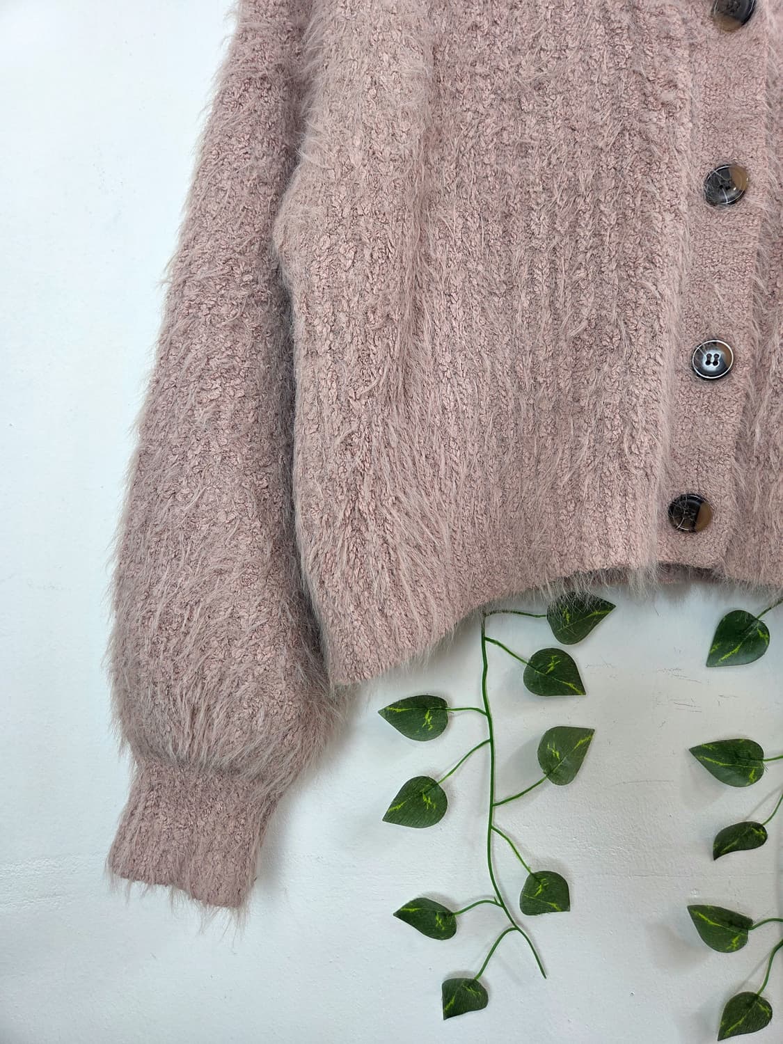 뮤트 핑크 앙고라 가디건 상품이미지3