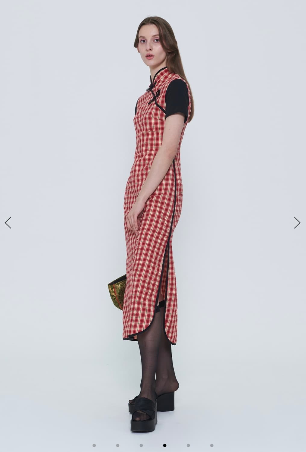 [새상품] 스컬프터 Plaid Folksy Maxi Dress Red 상품이미지4