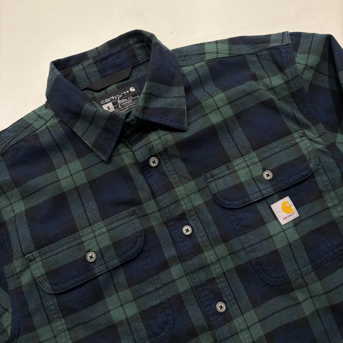 [S] 칼하트 루즈핏 그린/네이비 체크 셔츠 D546 상품이미지3