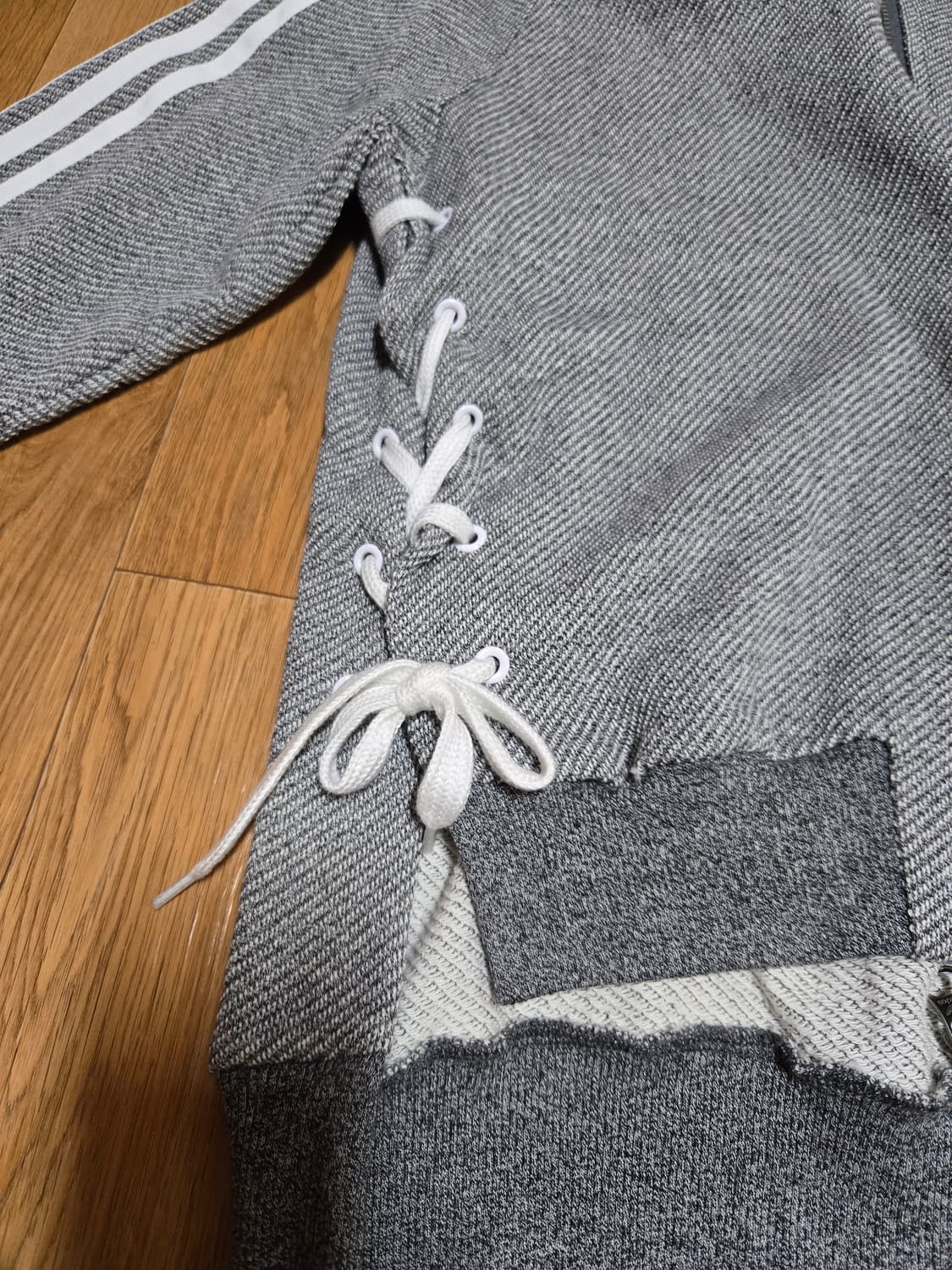 아디다스 그레이 화이트불꽃 드로코드 트랙탑 져지(새상품) 상품이미지3