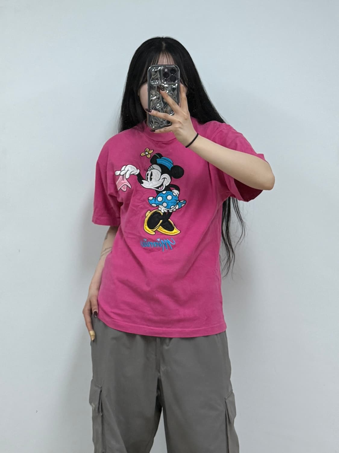 디즈니 미니마우스 자수 반팔 티셔츠 E17 상품이미지1