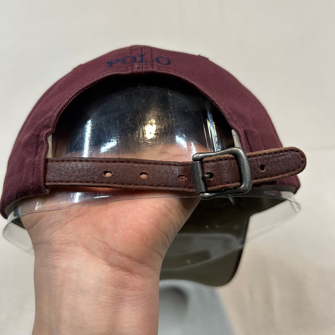 폴로 랄프로렌 버건디 볼캡 모자 가죽스트랩 정품 상품이미지5