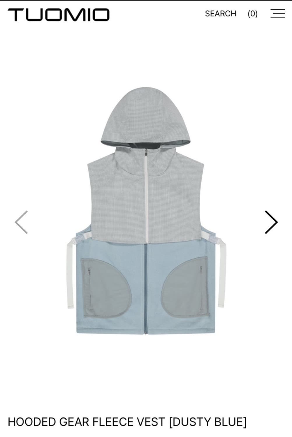 유일매물 뚜오미오 후디드 후드 기어 플리스 베스트 더스티 블루 상품이미지1