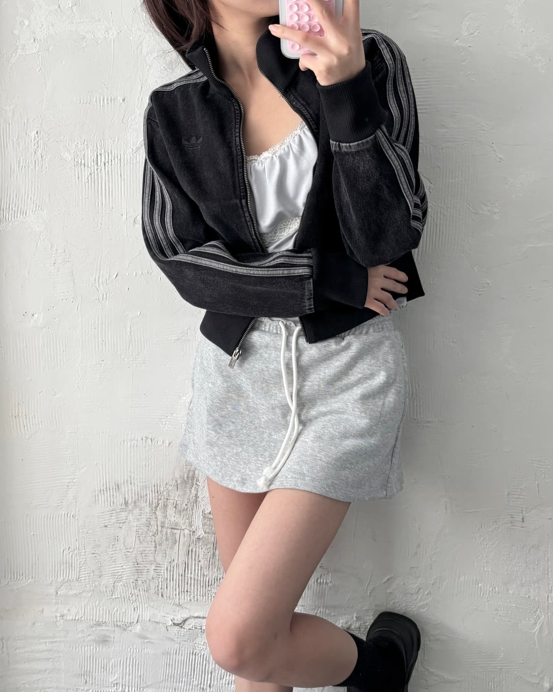 새상품 Adidas 아디다스 파이어버드로고 크롭 데님 트랙자켓 상품이미지8