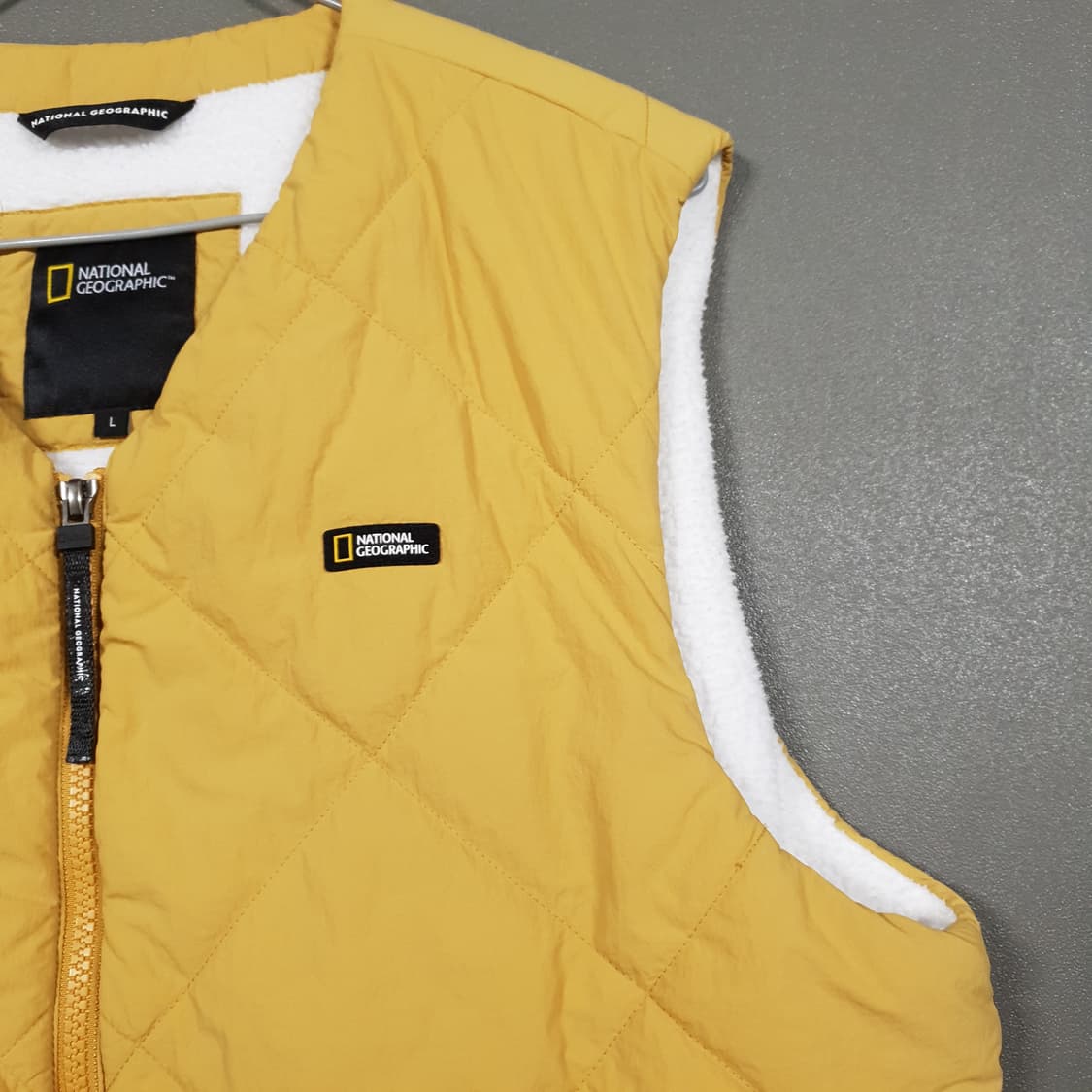 내셔널지오그래픽 신형 21FW 플리스 안감 패딩 조끼 베스트 머스타드 L 상품이미지3