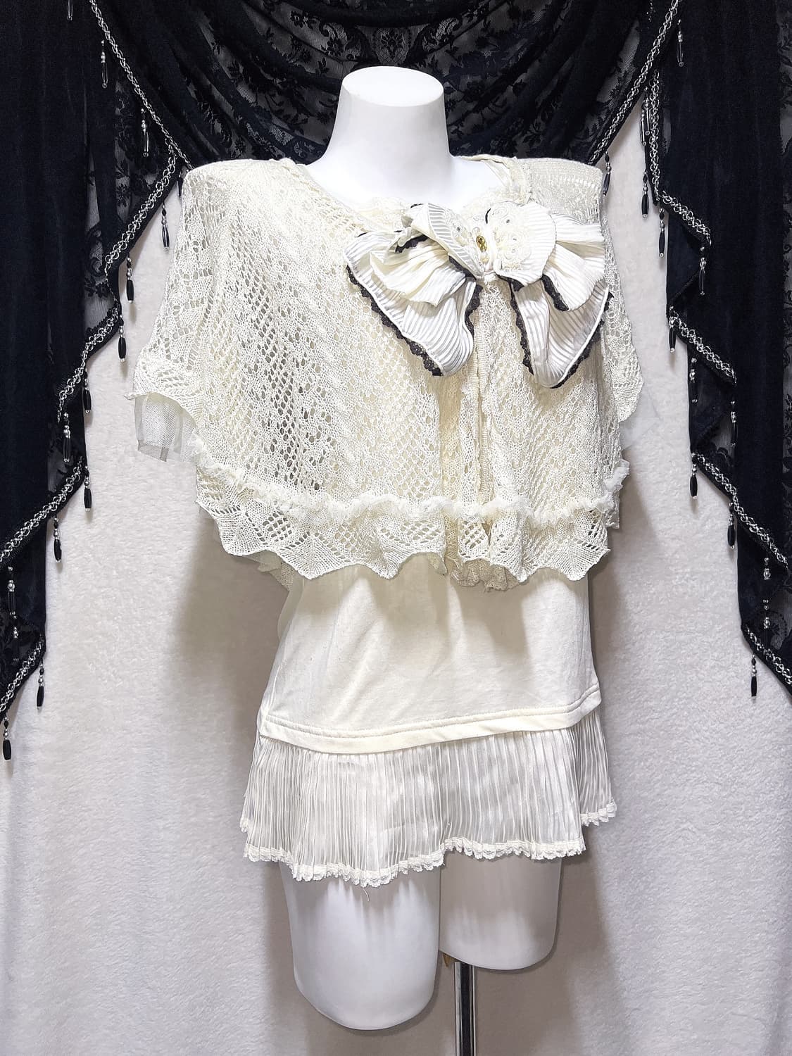 엑시즈팜 레이스 숄케이프 판쵸 볼레로 라떼갸루 로맨틱 로걀 핀터 모리걸 상품이미지2