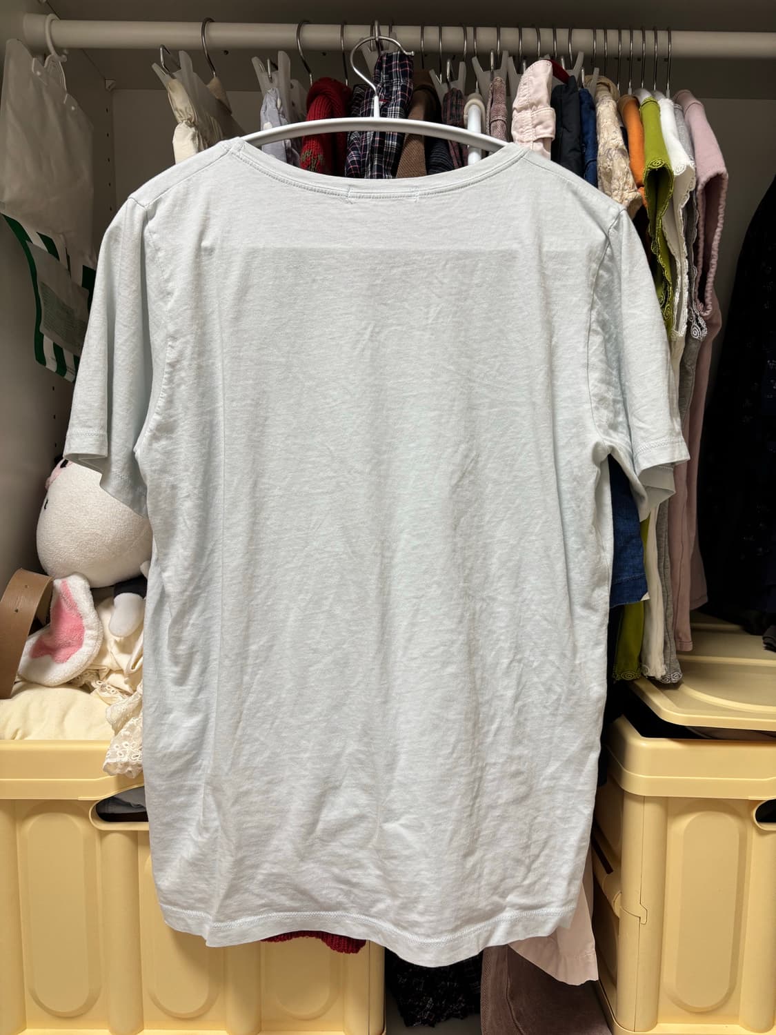 샵페어리 color deep neck half top sky blue 상품이미지2