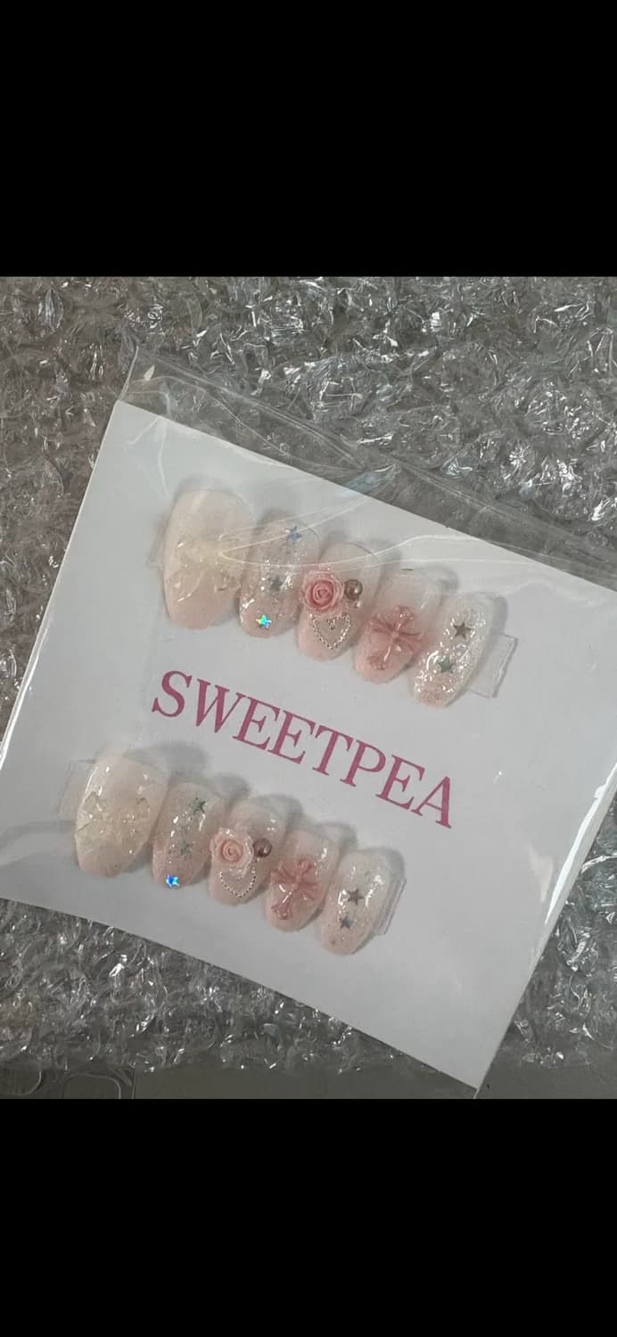 숏오발 네일팁 십자가 리본 y2k 러블리 빈티지 큐트 상품이미지5