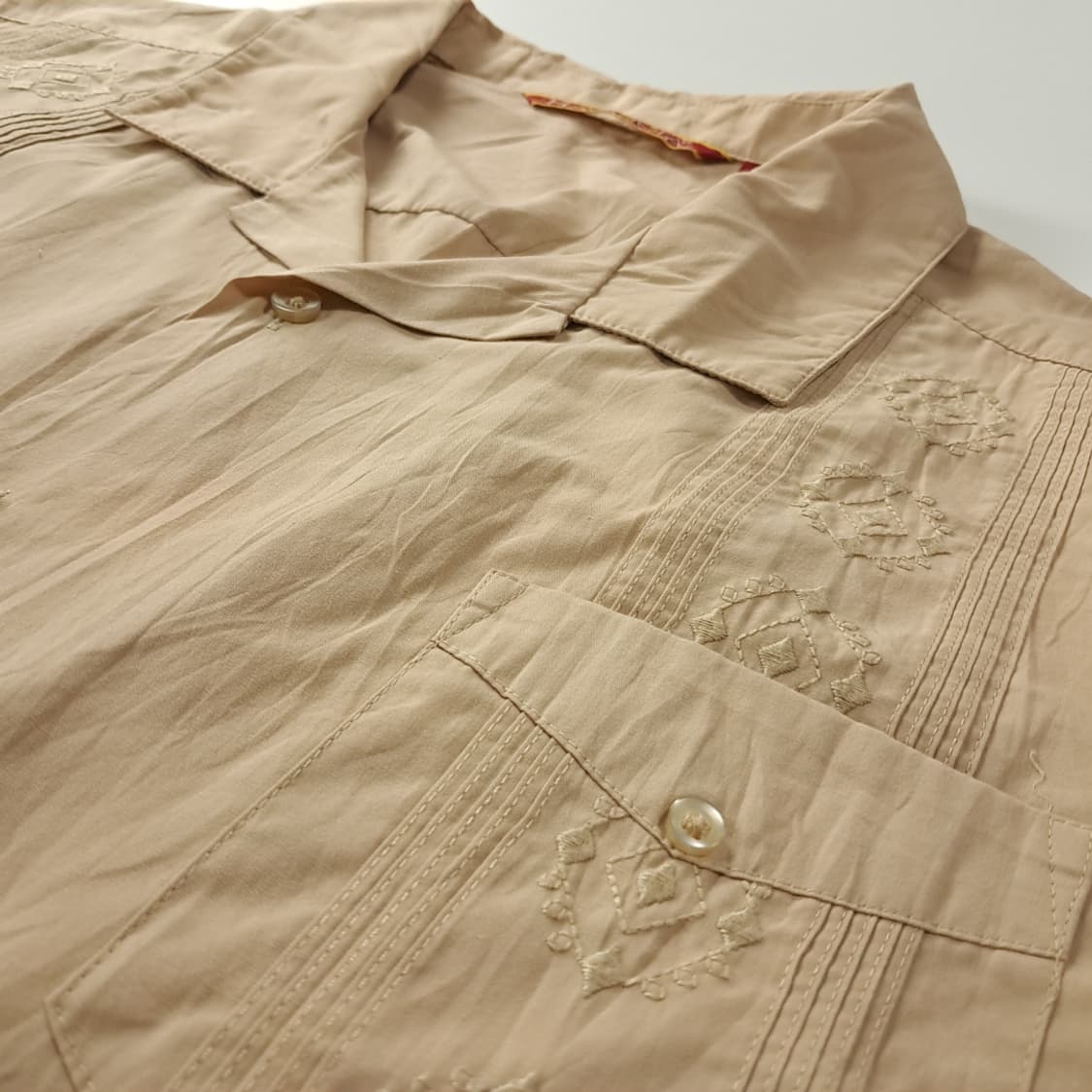 CK188 2XL 하바네라 00s 베이지 4포켓 과야베라 반팔 셔츠 남 상품이미지4