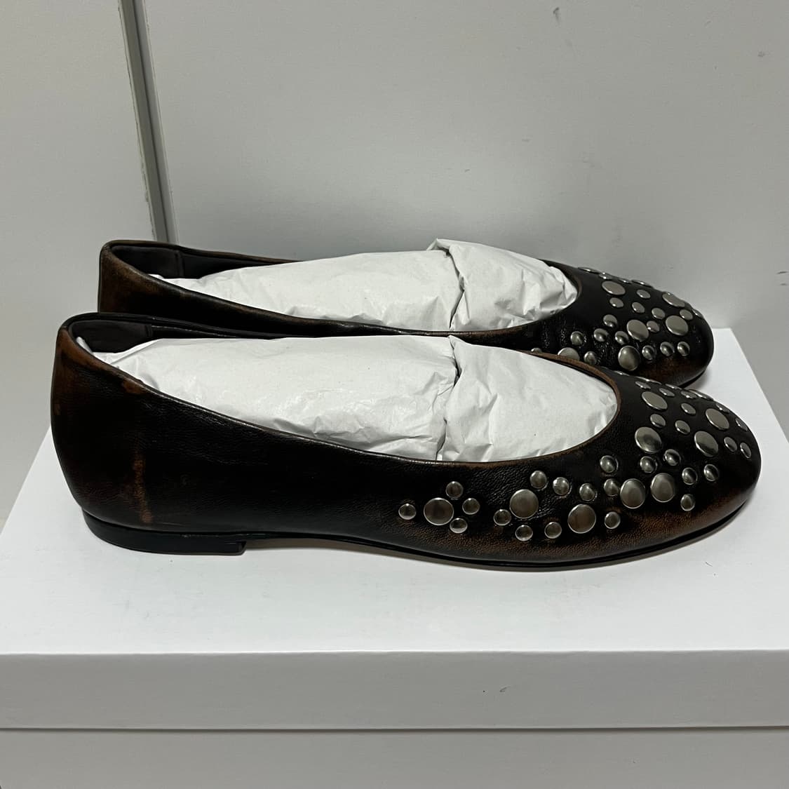 [37]기마구아스 스터드 발레리나 슈즈/브라운 상품이미지4