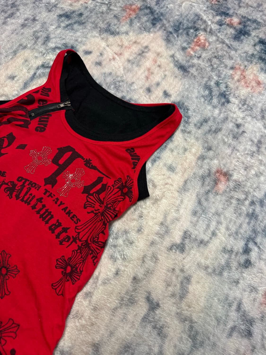 Rich or die gothic printing sleeveless 상품이미지4