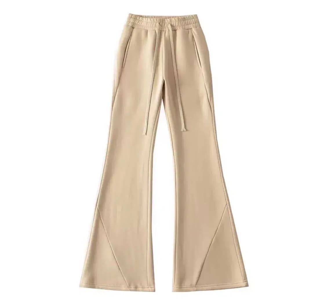 베이지 부츠컷 기모 트레이닝 팬츠 밴딩팬츠 부츠컷팬츠 바지 츄리닝바지 상품이미지1