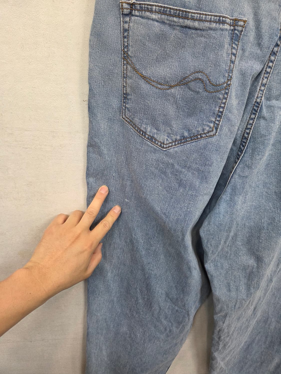커버낫 핀턱 와이드 연청 데님팬츠 xl 대략 35 36 상품이미지8