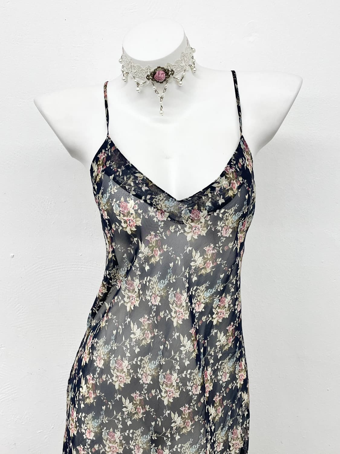 플로럴 시어 롱 슬립 상품이미지3